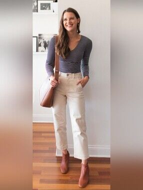 Everlane Cream Ivory Beige Straight leg Crop Pant Trousers Size 0